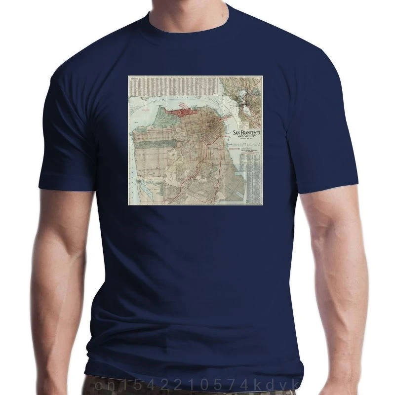 Nouvelle mode carte de San Francisco Ca (1199) t-shirt San Francisco San Fran carte Atlas géographie cartographie vieux