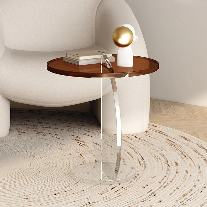 Acrylic Transparent Coffee Table Furniture Round Coffee Table Sofa Side Table Sailing Table Bedside Tables Special-Shaped Tea Ta