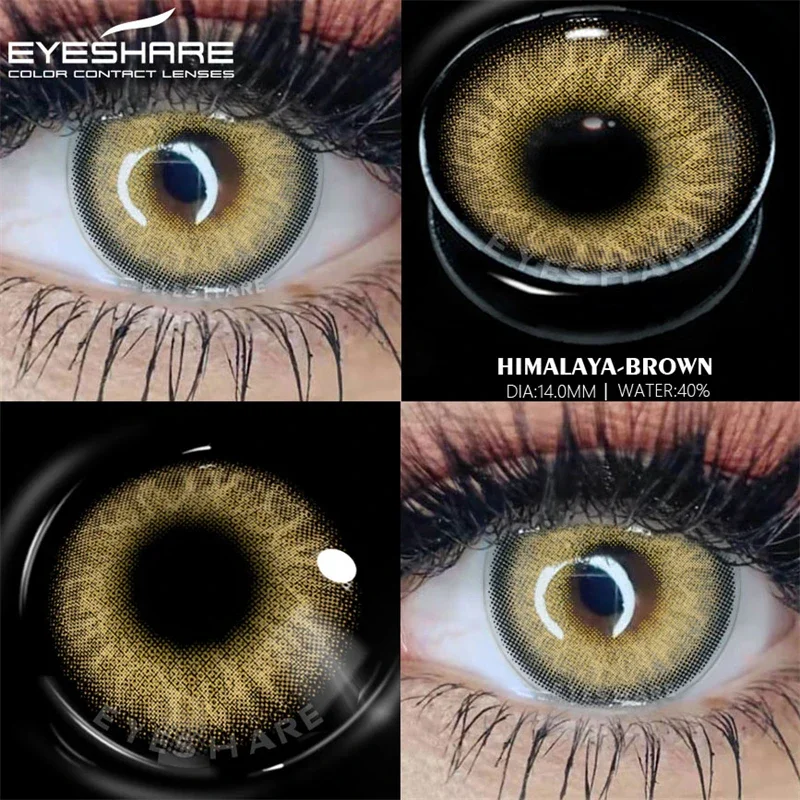 EYESHARE-Lentilles de Contact Naturelles Brunes pour les Yeux, Cosmétiques, miles Annuelle, 1 Paire