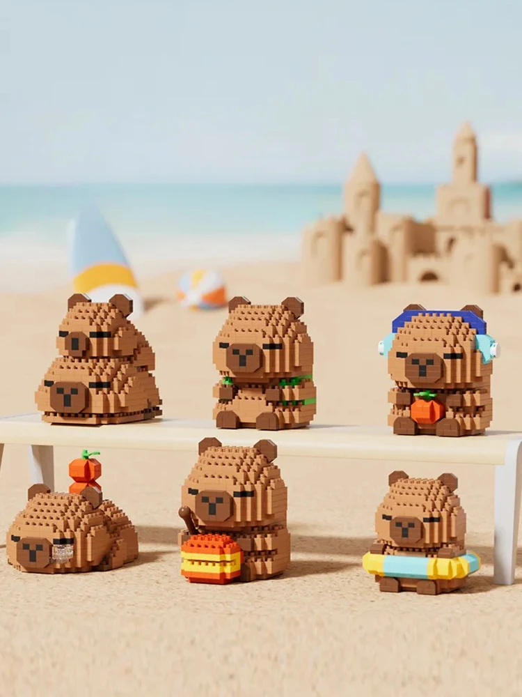 Niedliche Puppe Kapi Capybara Bala Kreative DIY Mikro-Bausteine Capybara-Ornamente Pädagogisches Kinderspielzeug Geschenk für Männer