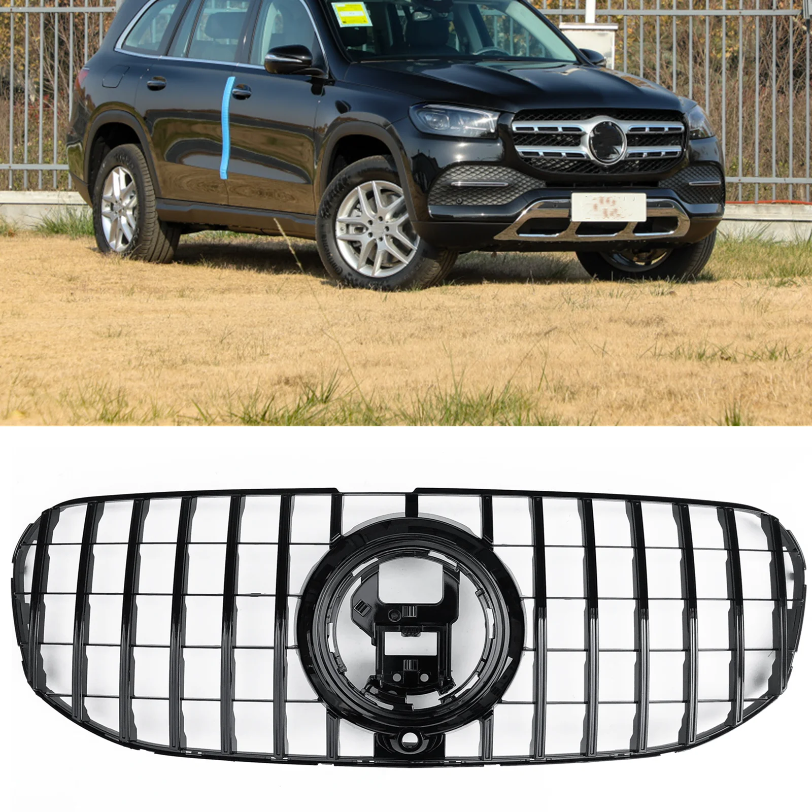 

Front Grille Racing Grill For Mercedes Benz X167 GLS Class 2020-2025 GLS400 GLS450 GLS580 GT Style Upper Bumper Hood Mesh Grid