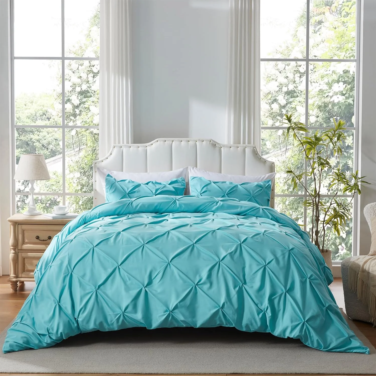 Pinch Pleated Duvet Cover  2 Pieces Twin Duvet Covers Soft Microfiber Luxury Duvet Cover with Zipper Closure & Corner Ties for A