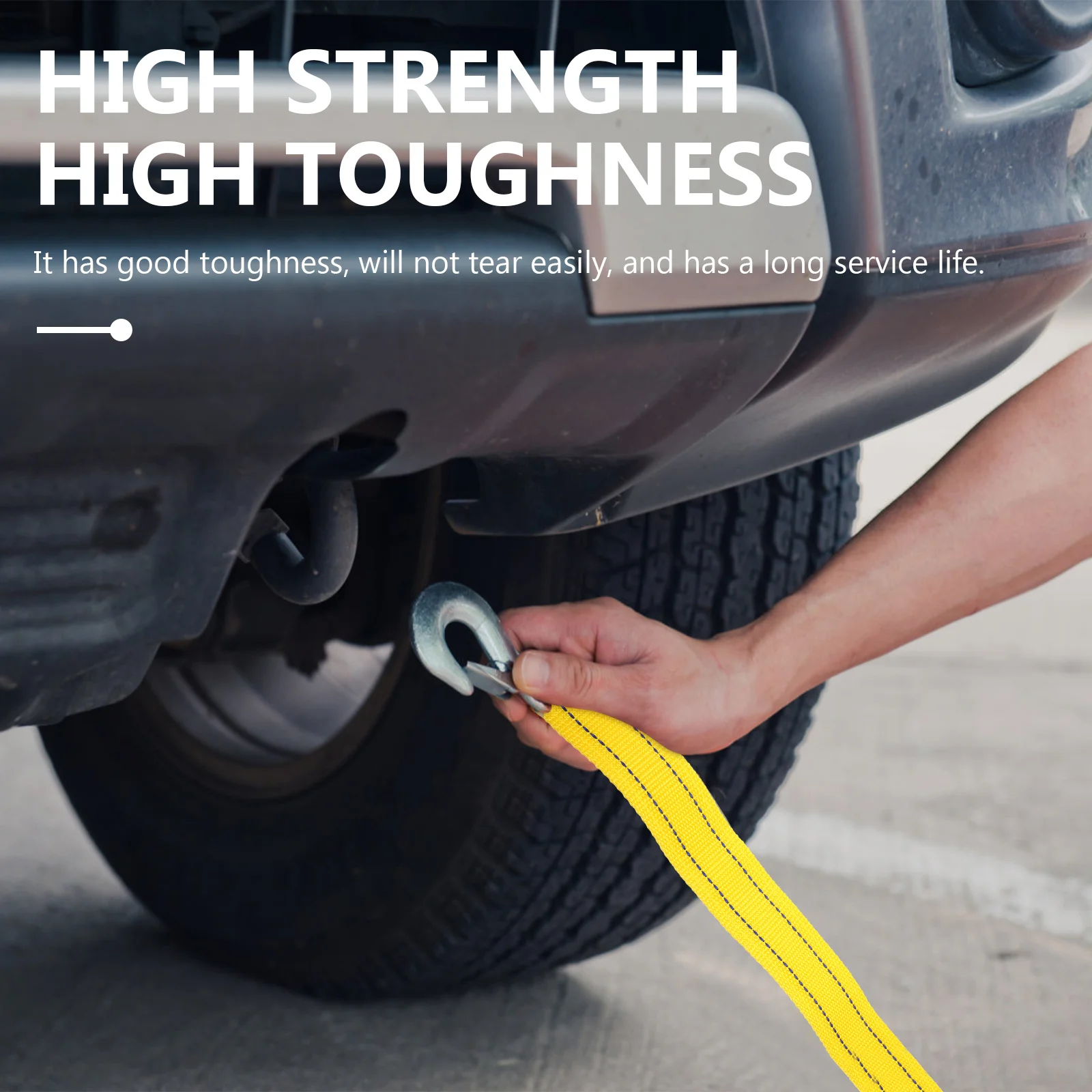 

4.8M 5 Ton Car Trailer Rope Heavy Duty Polyester Double Strand Thickened Tow Recovery Kit Outdoor Durable Winch Rope Sturdy