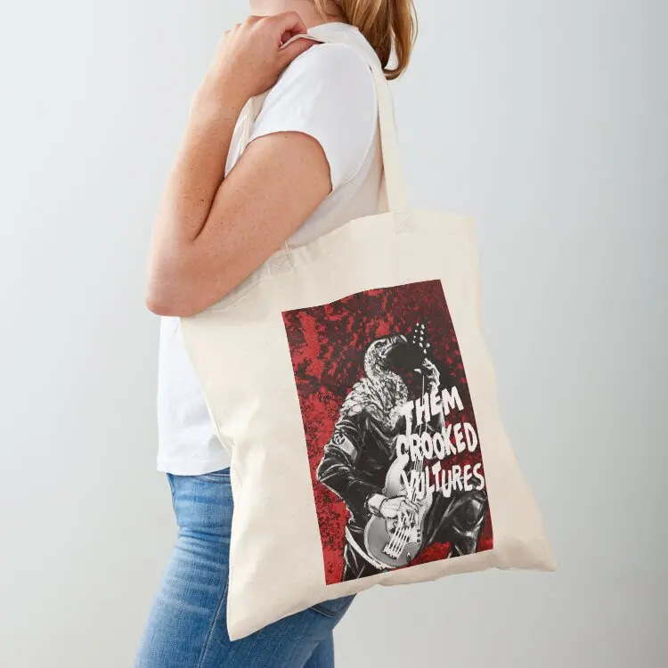 

Them crooked vulture playing on the guitar, red background Tote Bag Women's shopper tote bags aesthetic tote bag woman