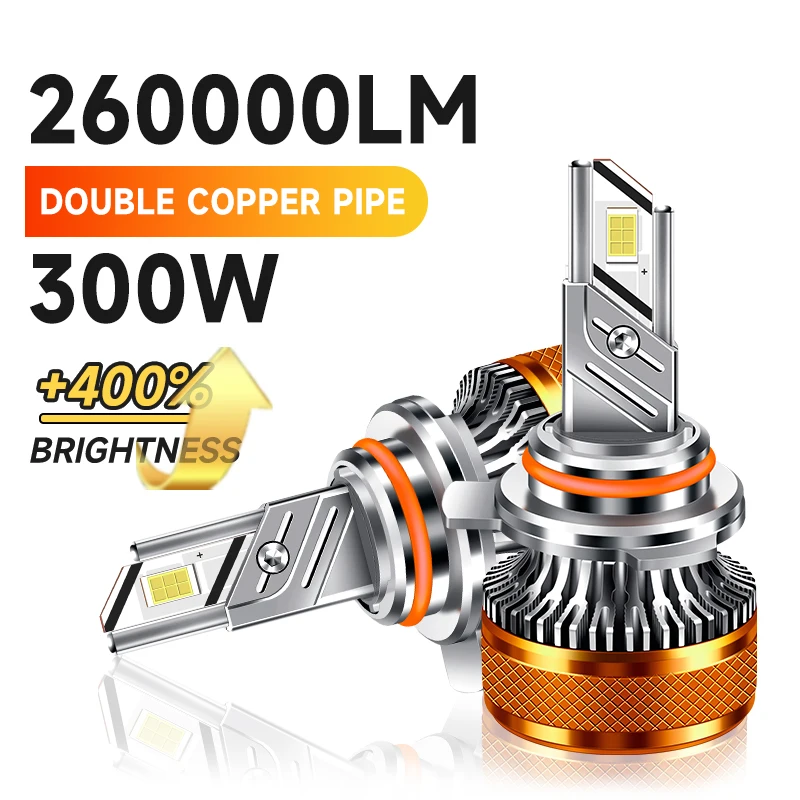 

9012 HIR2 LED Headlamp Bulbs Canbus No Flickering For Car High Low Beam Turbo Fan 9012 Led Headlight 6000K 260000LM 300W White