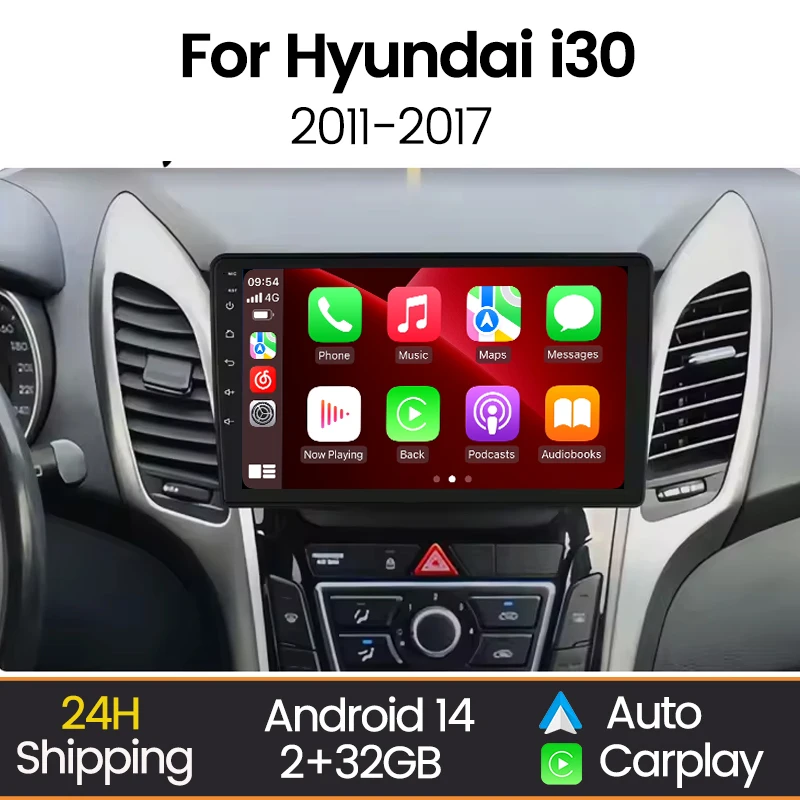 MEKEDE راديو السيارة أندرويد السيارات اللاسلكية Carplay لشركة هيونداي I30 إلنترا GT 2011-2017 نظام تحديد المواقع والملاحة واي فاي BT سيارة مشغل وسائط متعددة