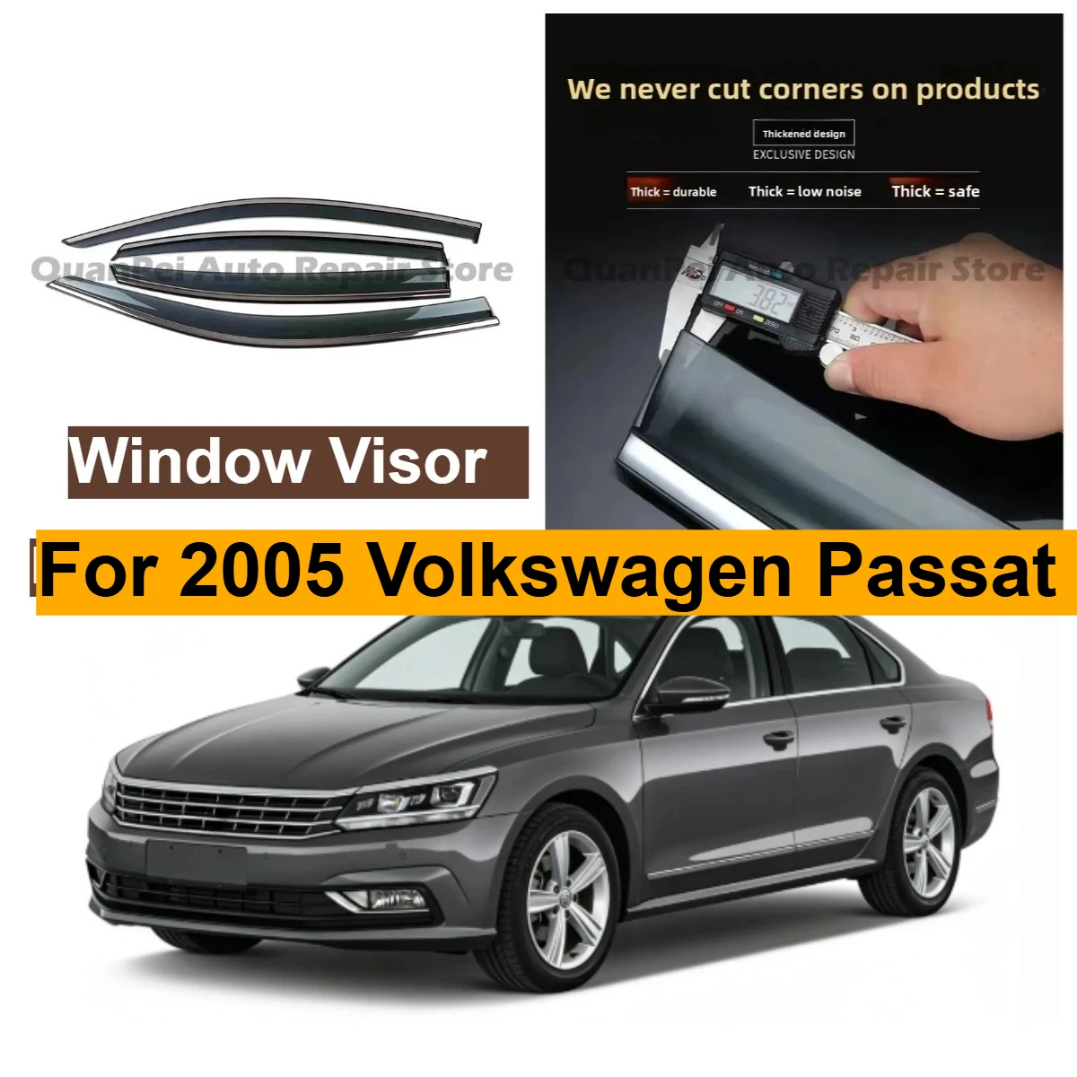 For 2005 Volkswagen Passat Window Visors, Door Rain Guards, Side Window Deflectors, Car Exterior Decor