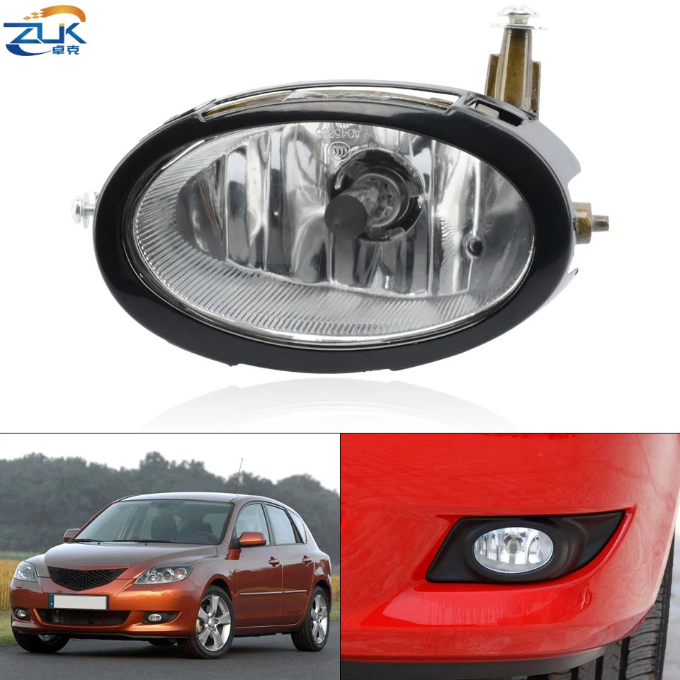 ZUK Front Bumper Fog Light With Bulb For Mazda 3 Axela M3 BK 2003-2010 1.6L Glasses Anti-Fog Lamp Foglamp Foglight