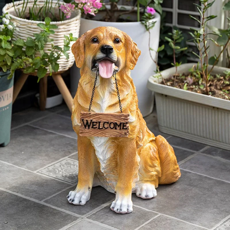 

Welcome Dog Sculpture Ornament,Simulated Dog Statue,Rural Courtyard Home Decoration,Creative Crafts,Artwork Gifts,Nordic Decor