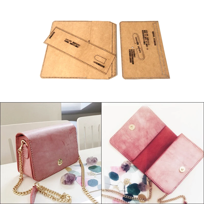 1Set DIY Kraft Paper Template Fashion Messenger Bag Leather Craft Pattern DIY Stencil Sewing Pattern 18X12.5cm