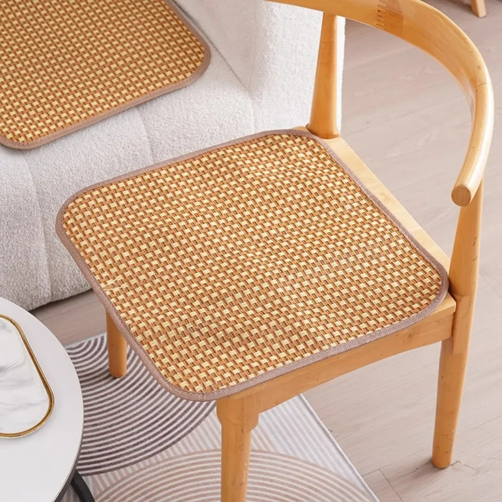 4 Piece Non-slip Rattan Cooling Seat Cushion Breathable Quick-drying Car Chair Cushion Soft Square Summer Chair Pad Office