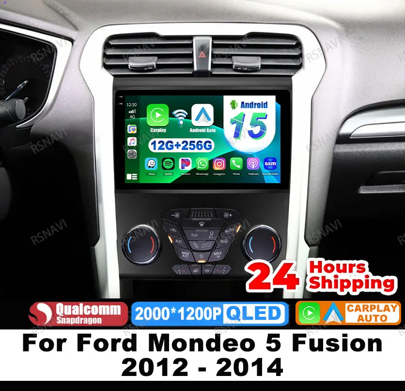 

Автомобильный радиоприемник Android 15 для Ford Mondeo 5 Fusion 2012-2014 DVD 5G WIFI 2 DIN-навигация Мультимедиа 4G LTE QLED GPS BT Авторадио