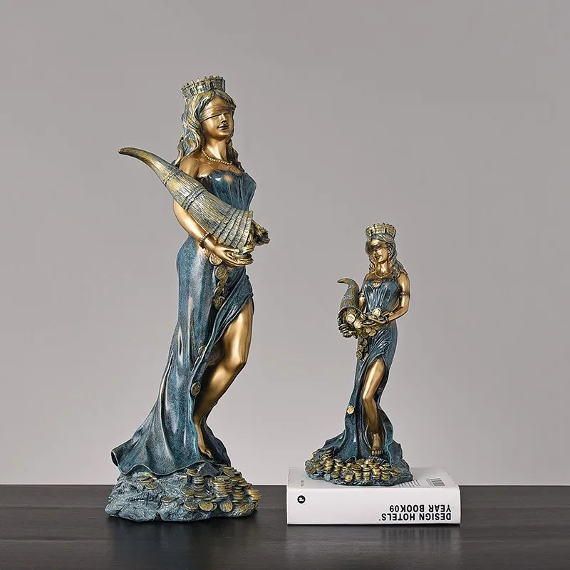 33,5 cm Home Decor Griechischer Reichtum Göttin Fortuna Figur Plouto Glück Glück Skulptur Büro Geschenk Mythologische Figur Ornament – Detail 5