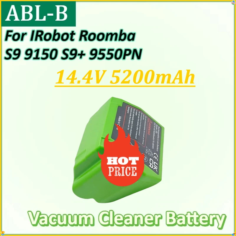 

For IRobot Roomba S9 9150 S9+ 9550PN Vacuum Cleaner Battery New ABL-B 14.4V 5200mAh Sweeper Rechargeable 18650 Battery