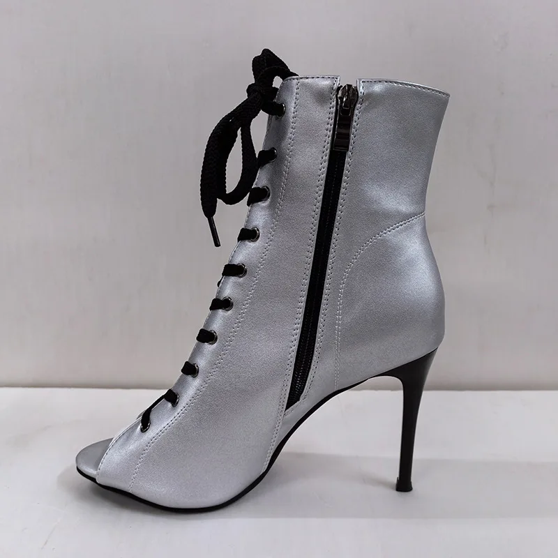 Customized Logo Dance Heels Pink Silver Leather High Heels 10cm Plus Size 45 46 Rubber Sole Salsa Bachata Latin Dance Shoes