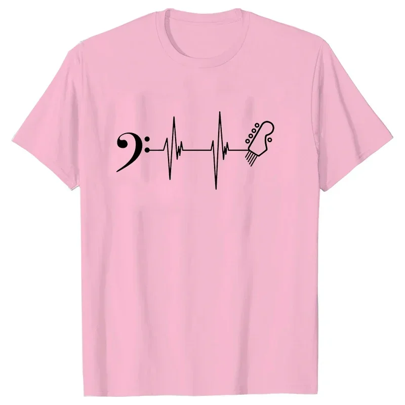 5 String Bass Guitar Clef Heartbeat Graphic Tee Men Novelty Funny Shirt Hip Hop Tshirt Streetwear Harajuku Shirt Men Shirt Homme