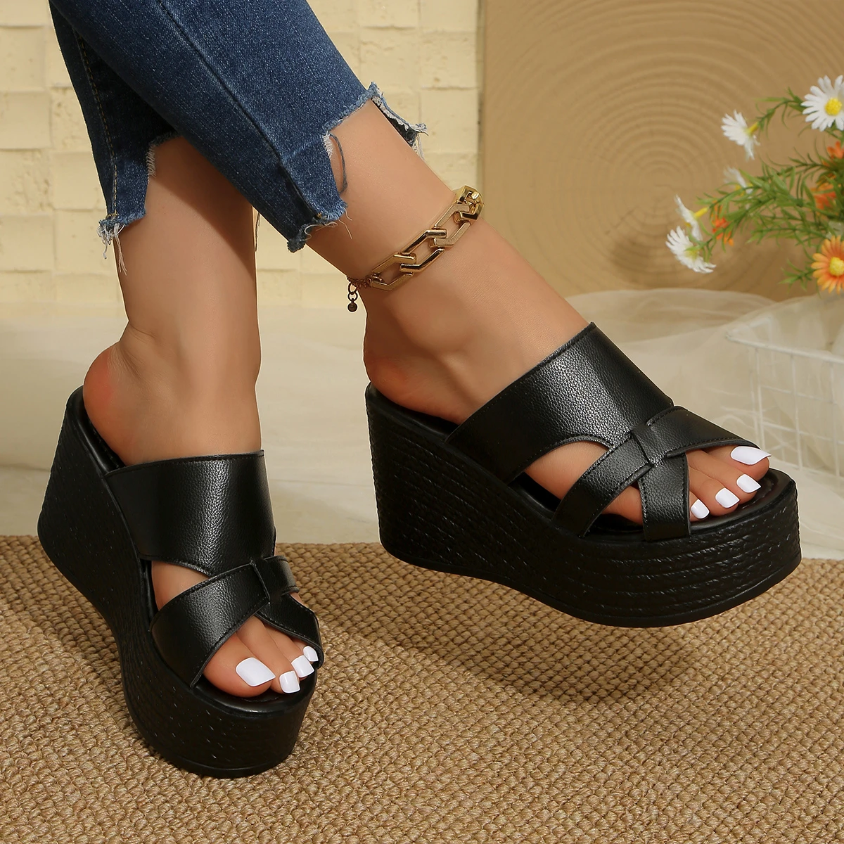 Vintage Rivet Decor Wedge Sand - Vintage Fashion In 2026 review and price
