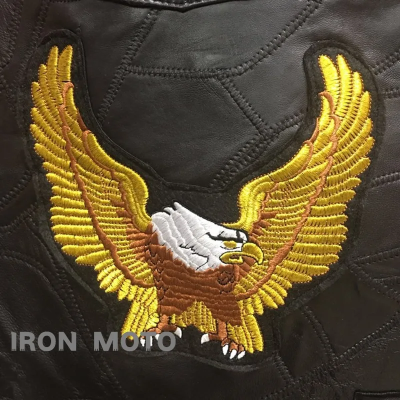 NEW Motorcycle Vests Men Cafe Moto Street Jacket Leather Riding Vest Embroidered Eagle Pattern for Cruiser Chopper Motorcycle view 5
