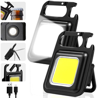 Mini COB Keychain Flashlight Super Bright USB Rechargeable Portable Camping Light with Magnet 4 Modes for Fishing Hiking Outdoor