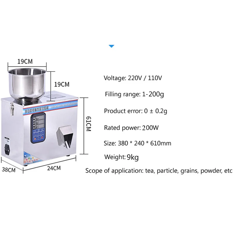 Powder Filling Machine Particle Dispenser Curry Powder Chili Powder Seasoning Mix Automatic Quantitative Packaging Machine