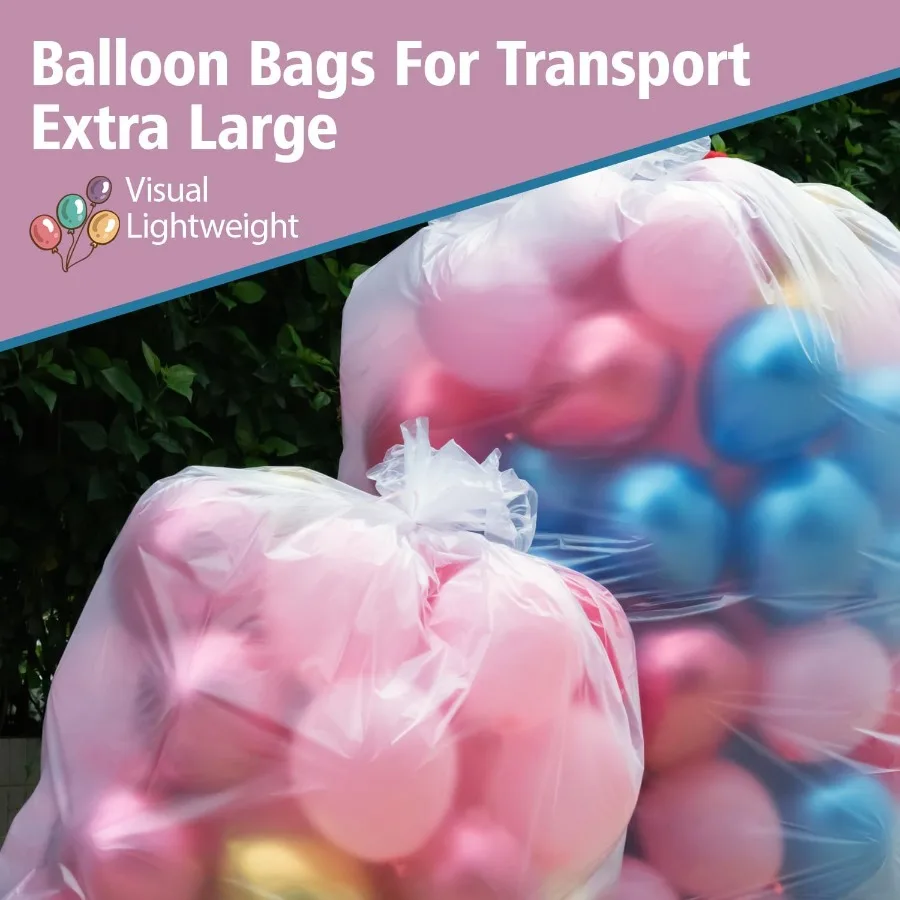 4 قطع أكياس بالونات كبيرة جدًا للنقل 2 قطعة 59 × 98.4 بوصة + 2 قطعة 47.2 × 59 مثالية لزينة الزفاف وأعياد الميلاد