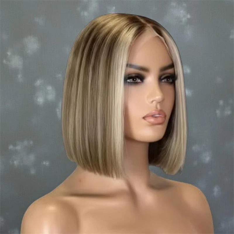 

Новинка: Синтетический парик с HD-кружевом 13x4, омбре, коричнево-русый, с натуральной линией роста волос, короткий прямой боб, модный парик