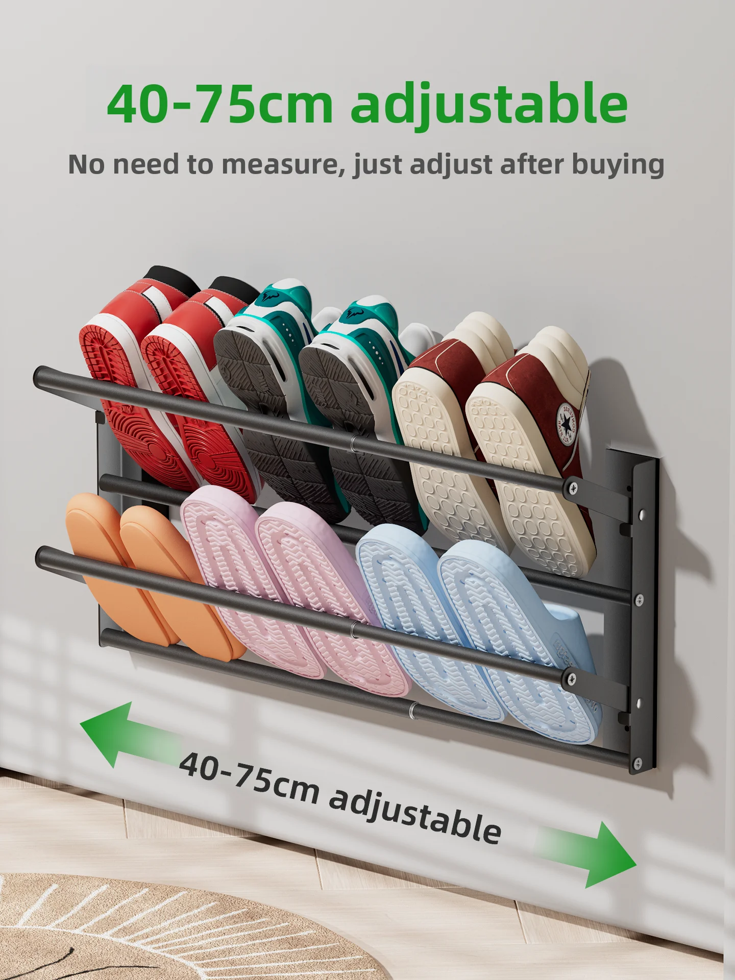 Double Layer Wall Mounted Shoe Rack No Drilling Required Foldable Slippers Drainage Holder Home Dormitory Shoe Storage Shelf