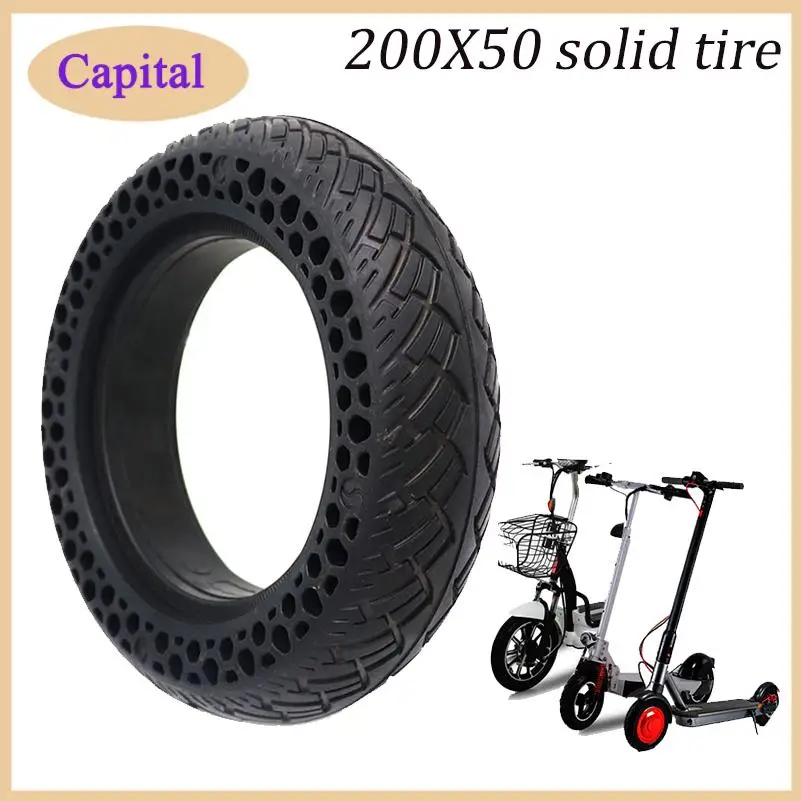 

200X50 Tire 8 Inch Solid Tyre for Electric Scooter Accessories Explosion-proof Tubeless Tyres Bee Hive Holes Shock Absorption