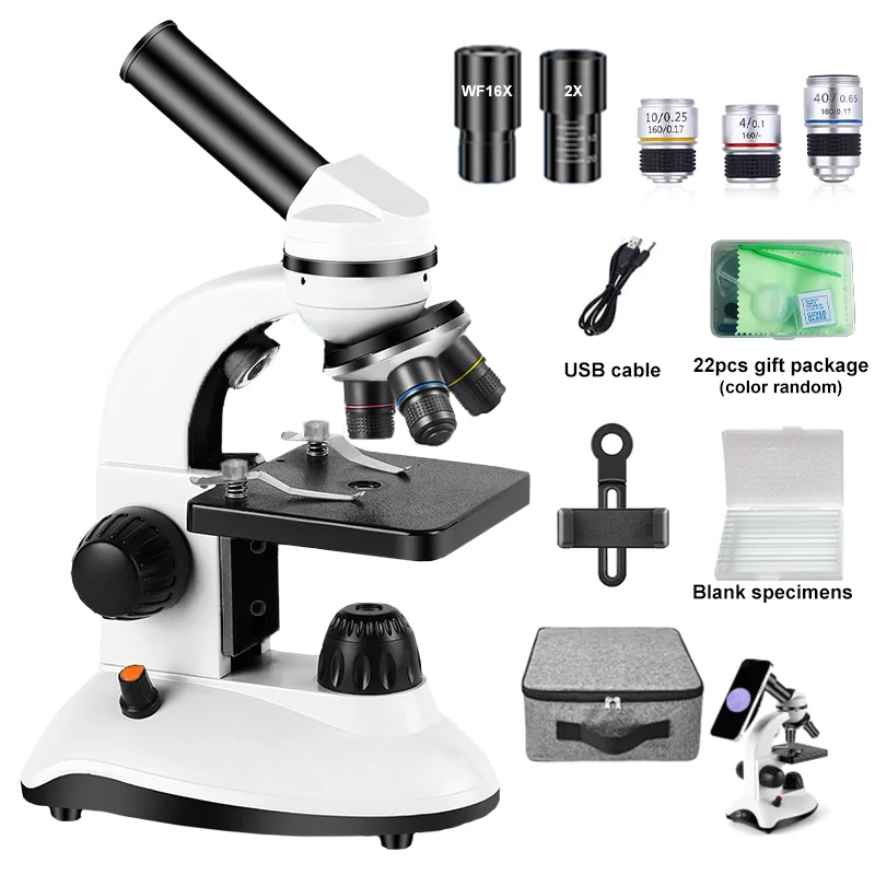 

Microscope for Kids And Adults 64X-1280X Magnification with Fill Light And Slides Educational Tool for Children Students
