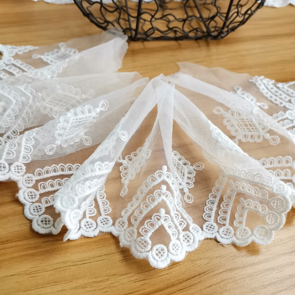 Cotton Thread + Embroidered Mesh Lace Garment Lace Ribbon Fabric Trims Trimmings DIY Handmade Sewing Accessories Black White