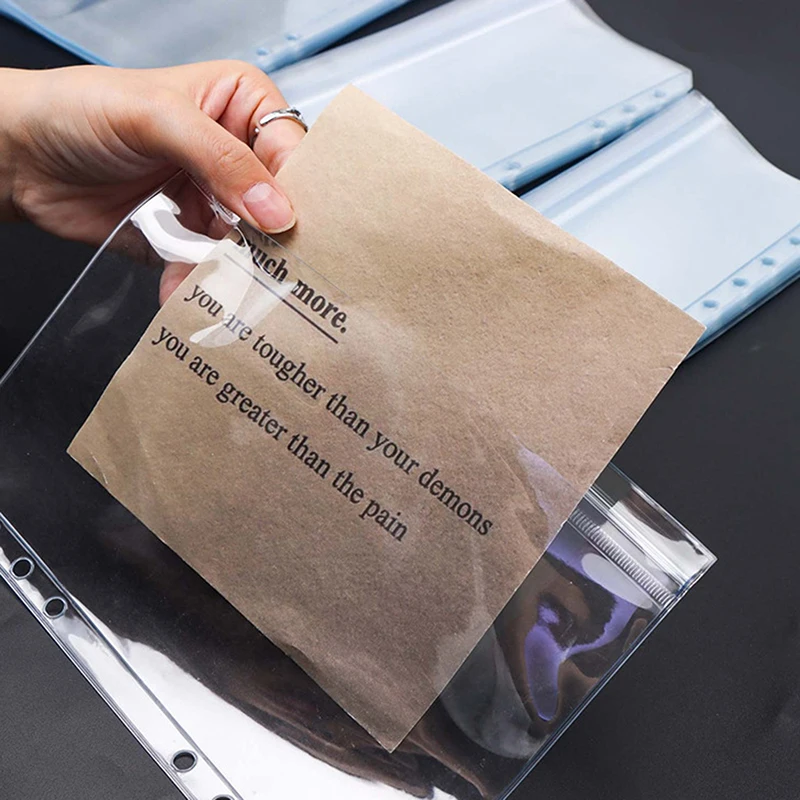 

New 6PCS A5/A6/A7 6 Holes 3-layer Double-sided Binder Pockets ,Transparent Zipper Folders And Side Open Folders, Waterproof PVC