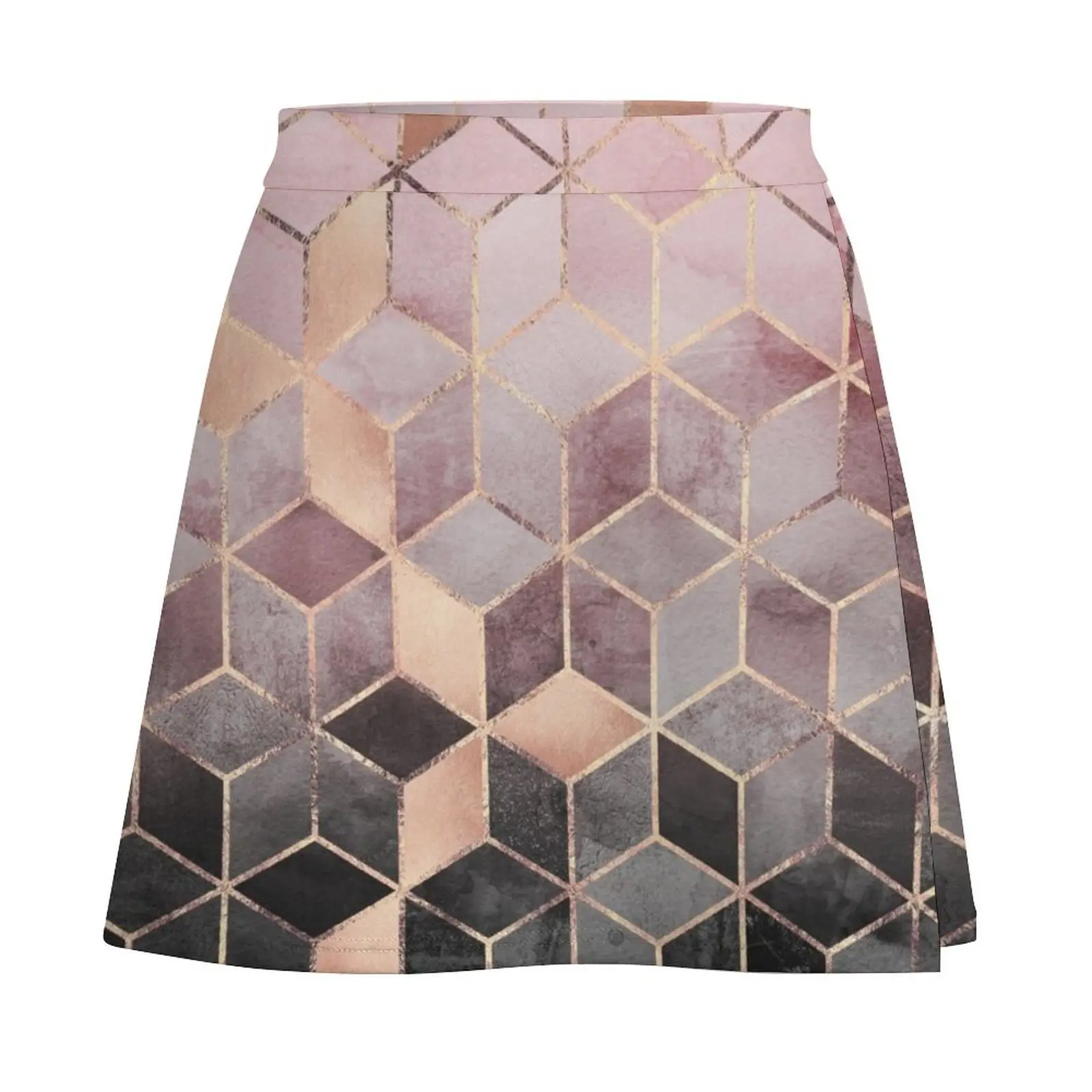 Pink And Grey Gradient Cubes Mini Skirt skirt for woman new in external clothes luxury women's skirt