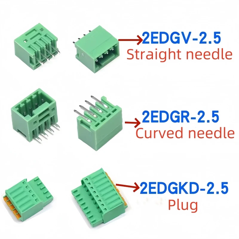 10PCS/5sets  Spring-press Plug-in terminal KF2EDGKD-2.5/2.54mm 2EDG2.5MM-2/3/4/5/6/8P