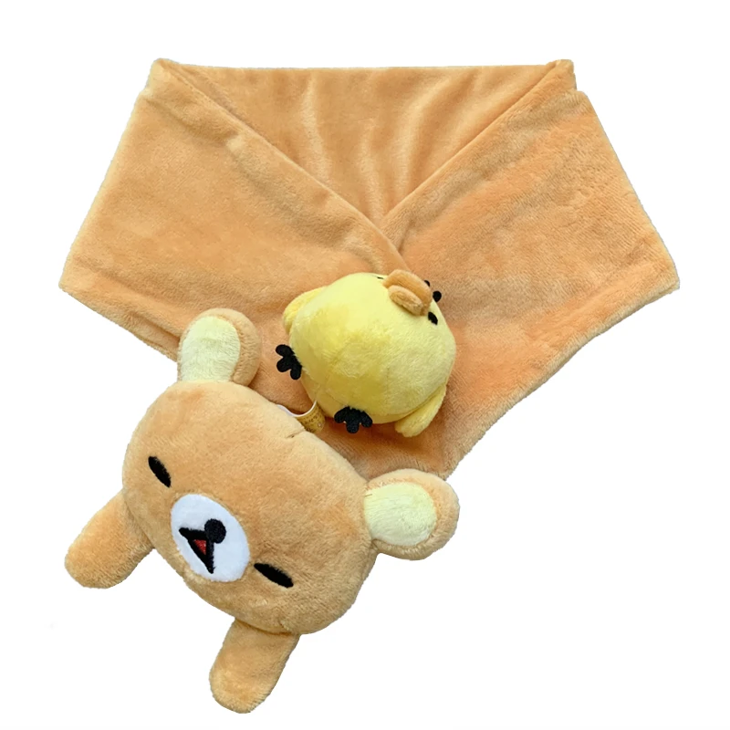 

Rilakkuma Kiiroitori шарф для женщин и детей 3D аниме кольцо с медведем цыпленка Kawaii милые зимние шарфы теплый чехол для шеи