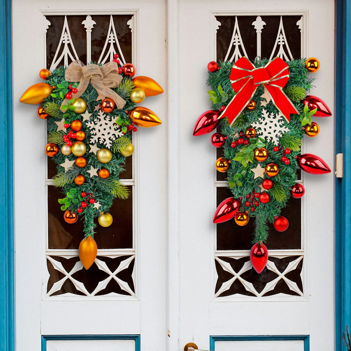 

Новое рождественское украшение, шар, подвесная елка, подвеска с бантом, подвесная дверь из ротанга, Рождественский декор для окон, стены, предметы интерьера