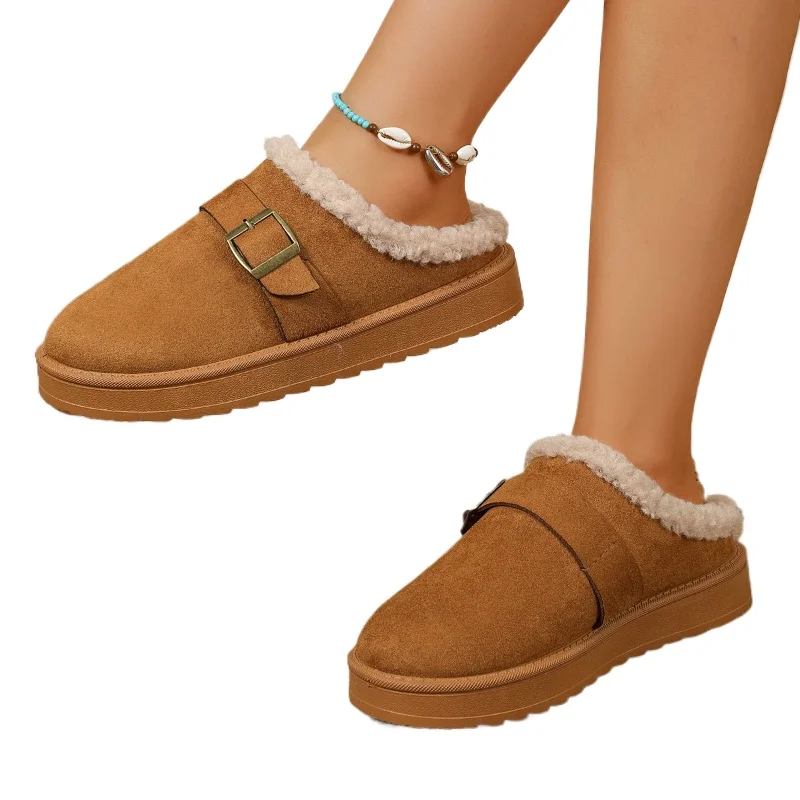2025 inverno sapatos femininos casuais mocassins planos mocassins macios conforto quente deslizamento em botas de algodão feminino sapatos boken moda de pelúcia