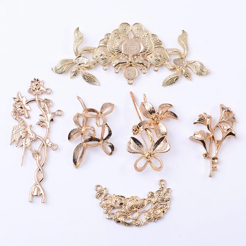 

Alloy flower vine lotus flower pieces, ginkgo biloba jewelry accessories DIY hairpin lady handmade ancient hairpin hair crown ma