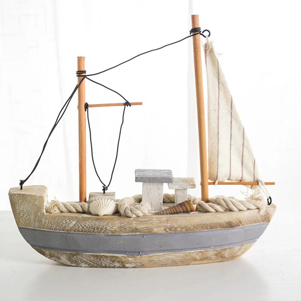 

Wooden Sailboat Ornament Table Decoration For Home Living Room Office Bedroom Mediterranean Style Craft Home Decor
