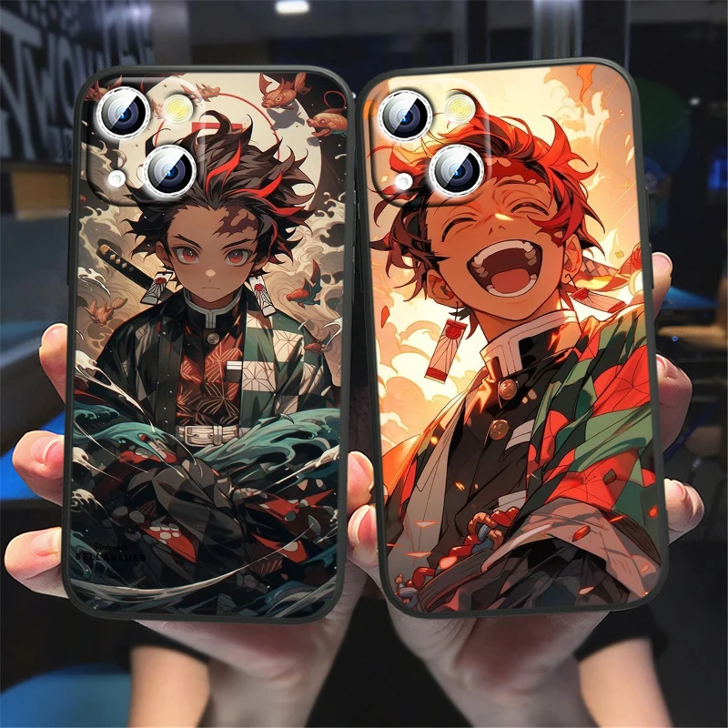 Anime Demon Slayer per Apple iPhone 15 14 13 12 Mini 11 XS XR X 8 7 Pro Max Plus custodia morbida in Silicone nero per telefono