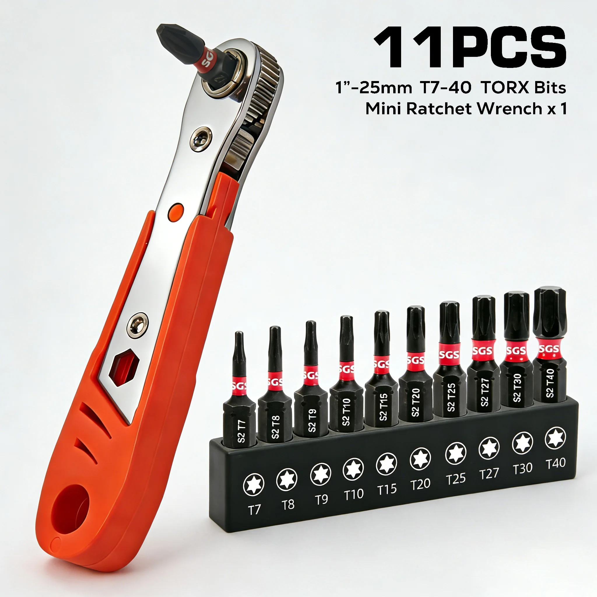 

11 шт. мини-ключ с трещоткой с высоким крутящим моментом, ударопрочный набор отверток, сильный магнитный и износостойкий, подходит для ручных/электрических инструментов