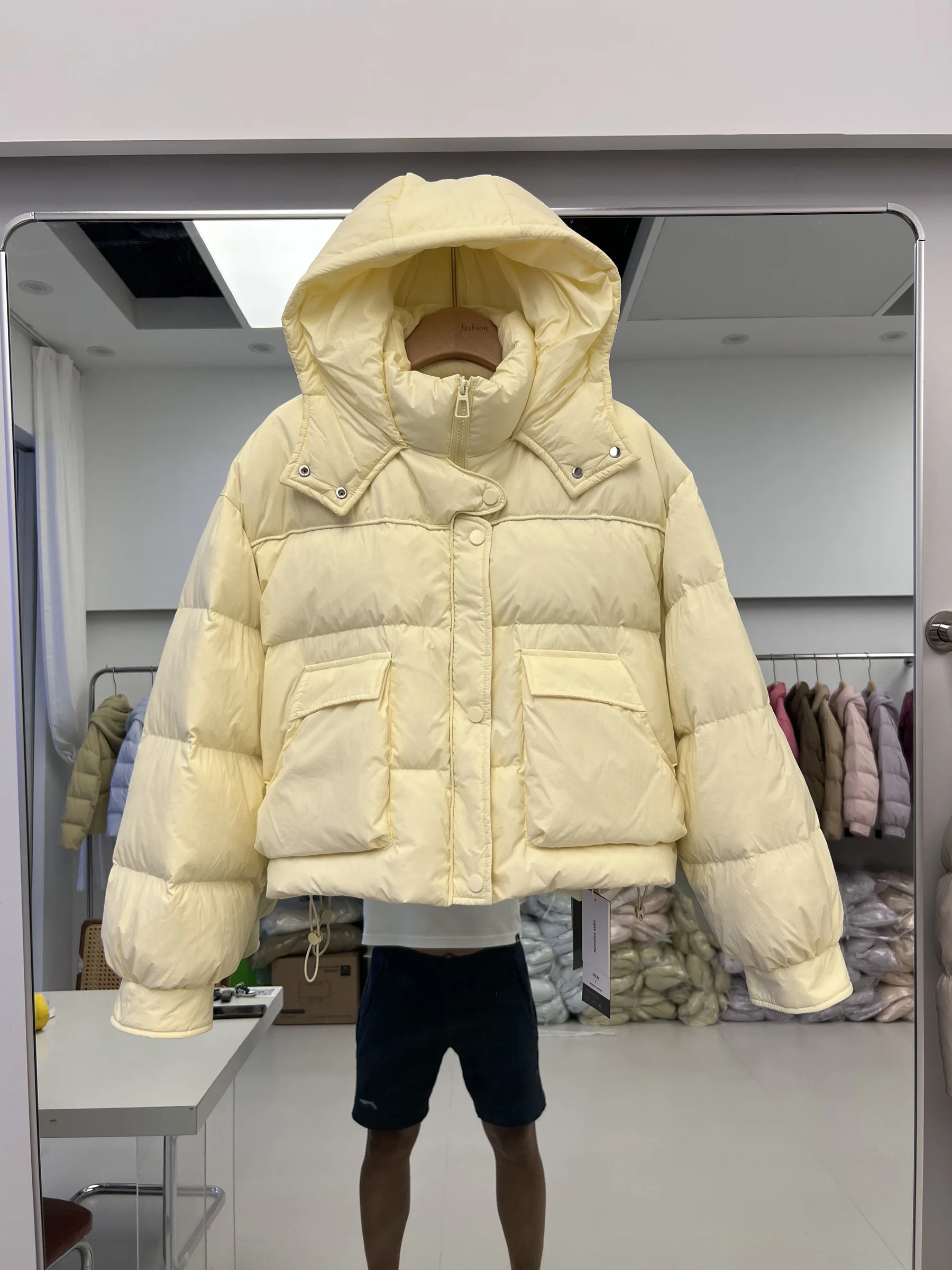 

Faionable ort White Du down Jaet Women's 2025 New Korean Sle Warm All-Match Hooded Outerwear Trendy Commute Sle