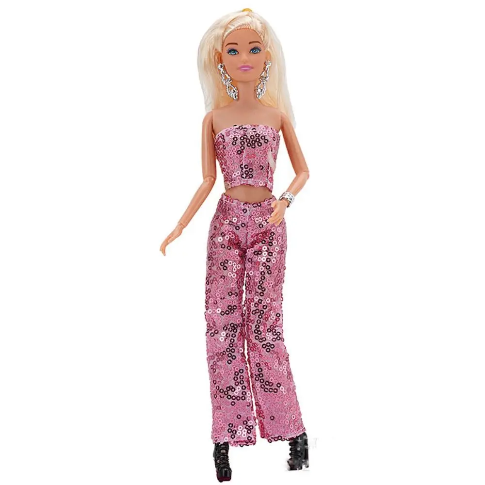 1 SET High Quality 8 Colors New Clothes Party Wear Sequin Tube Pants Top Pants Shoes 30cm /1/6 BJD