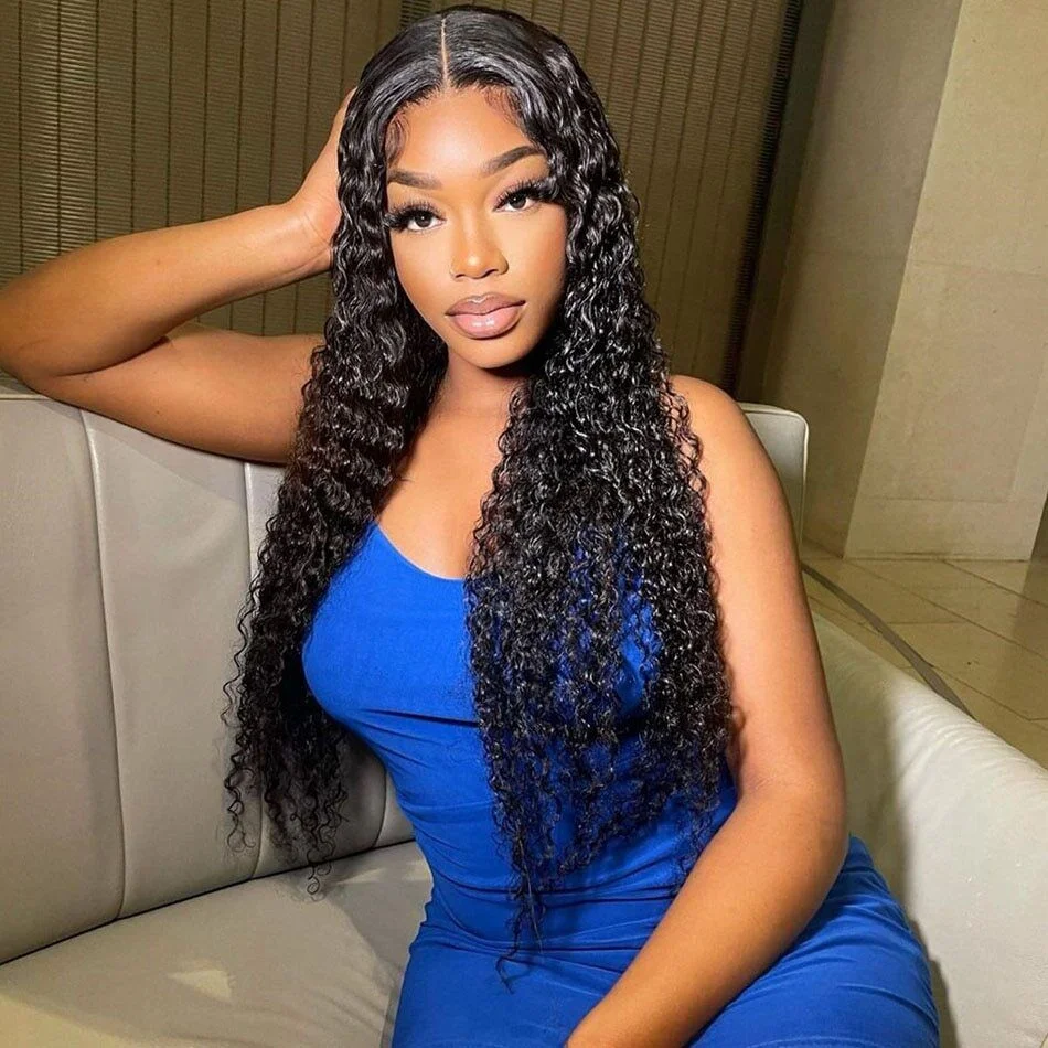 Natural Black Soft Long 26inch Kinky Curly 180Density Lace Front Wig For Black Women Babyhair Preplucked Heat Resistant  Daily