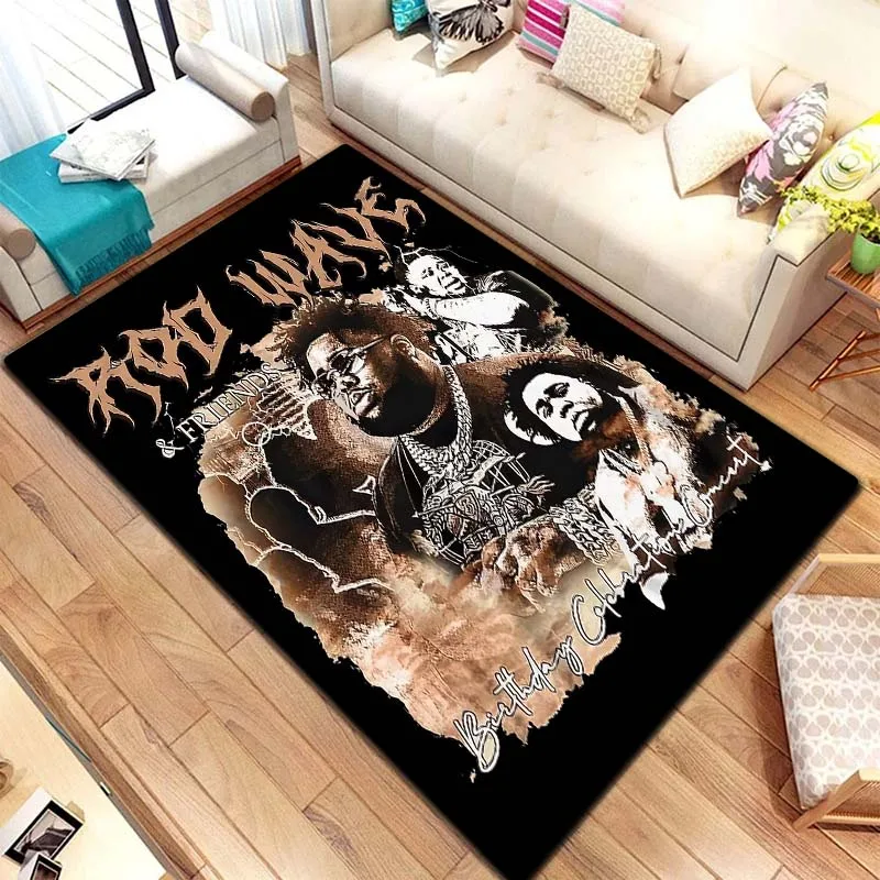 3D  Hip Hop Rapper Carpet Rod Wave Home Living Room Bedroom Decoration Flannel Comfortable Anti slip Area Corridor Carpet Gift