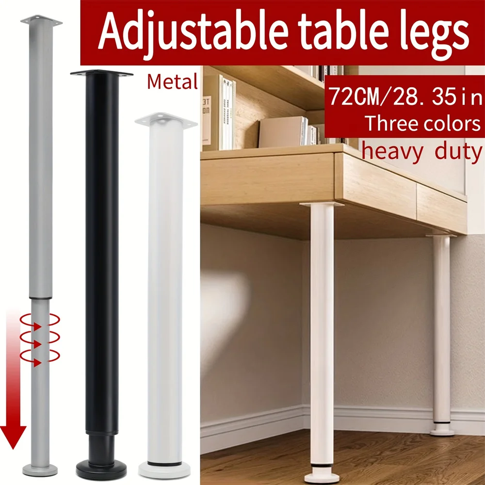 1PCS Metal Furniture Table Leg Adjustable Metal 72-110cm Cylindrical Furniture Legs for DIY Projects Workbenches,Dining