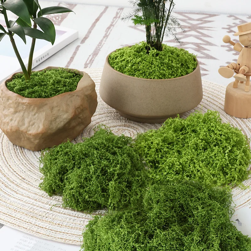 30g Fake Moss Artificial Green Moss for Potted Plants Fairy Garden Accessories Home Garden Lawn Floor Ornament Landscape Decor