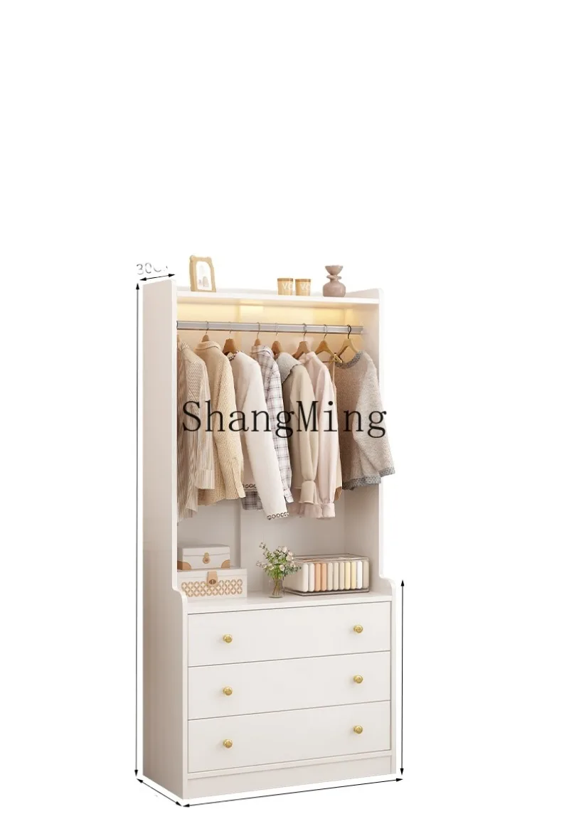

LXY solid wood drawers, clothes and hats, bedside table, integrated small apartment, bedside storage and hanging wardrobe