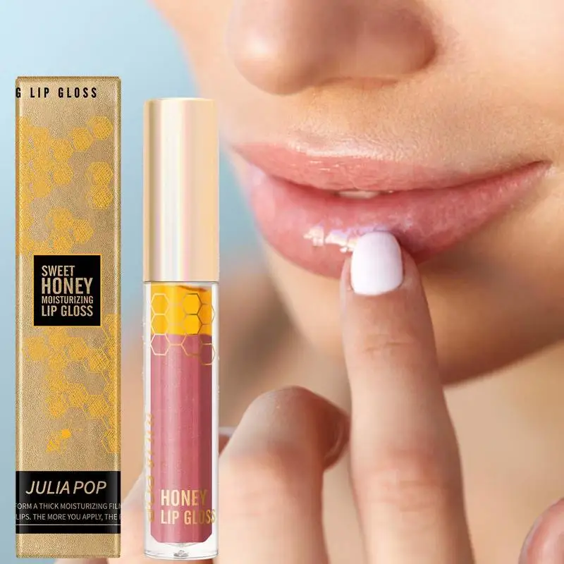 Brillo de labios de miel, brillo de labios brillante, brillo de maquillaje, brillo de labios no pegajoso, brillo de labios hidratante, bálsamo labial teñido para niñas