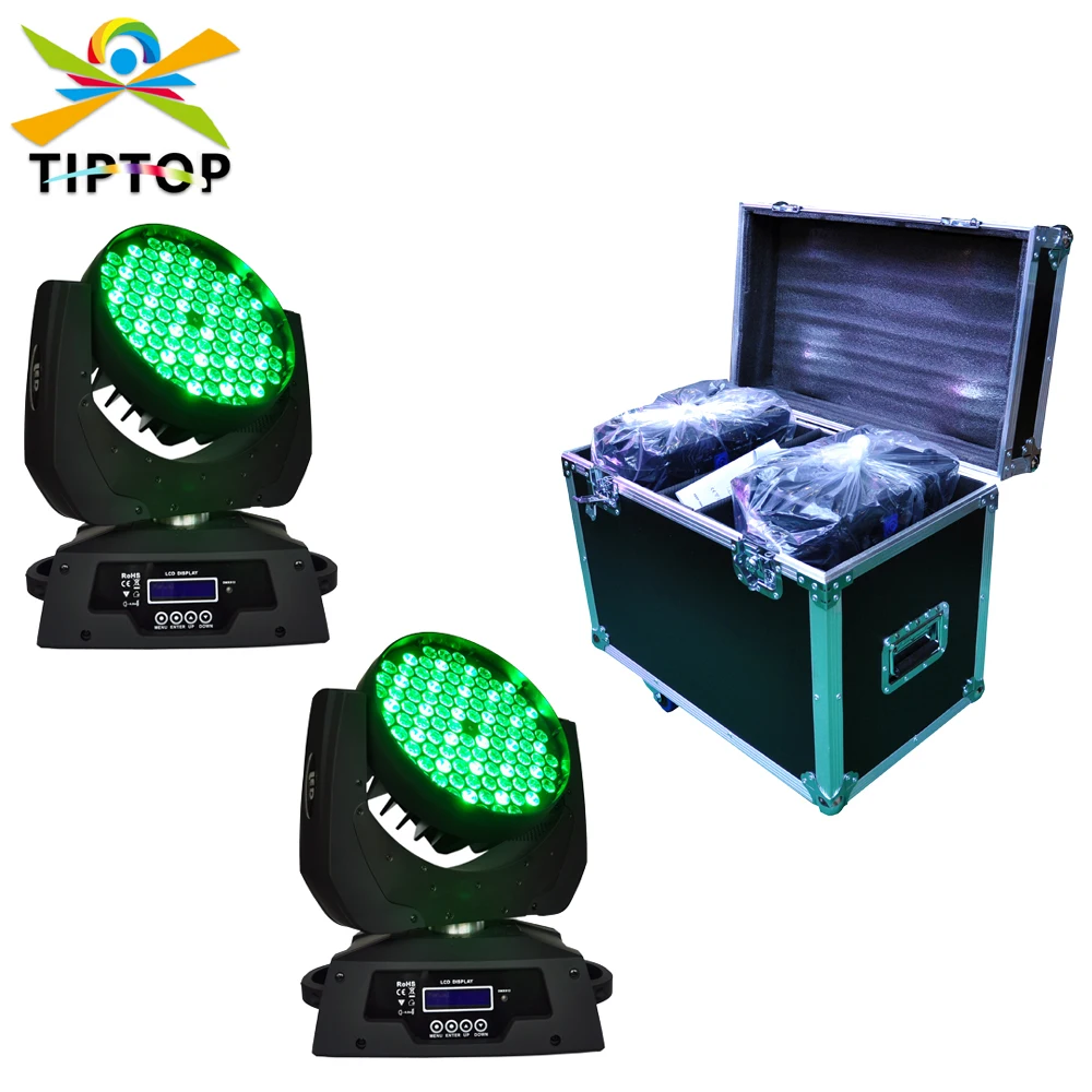 

Flightcase 2IN1+2pcs/lot 108x3W RGBW Led Moving Head Light LCD Screen DMX 12Chs Led Moving Head Wash Light 90V-240V Led Stage