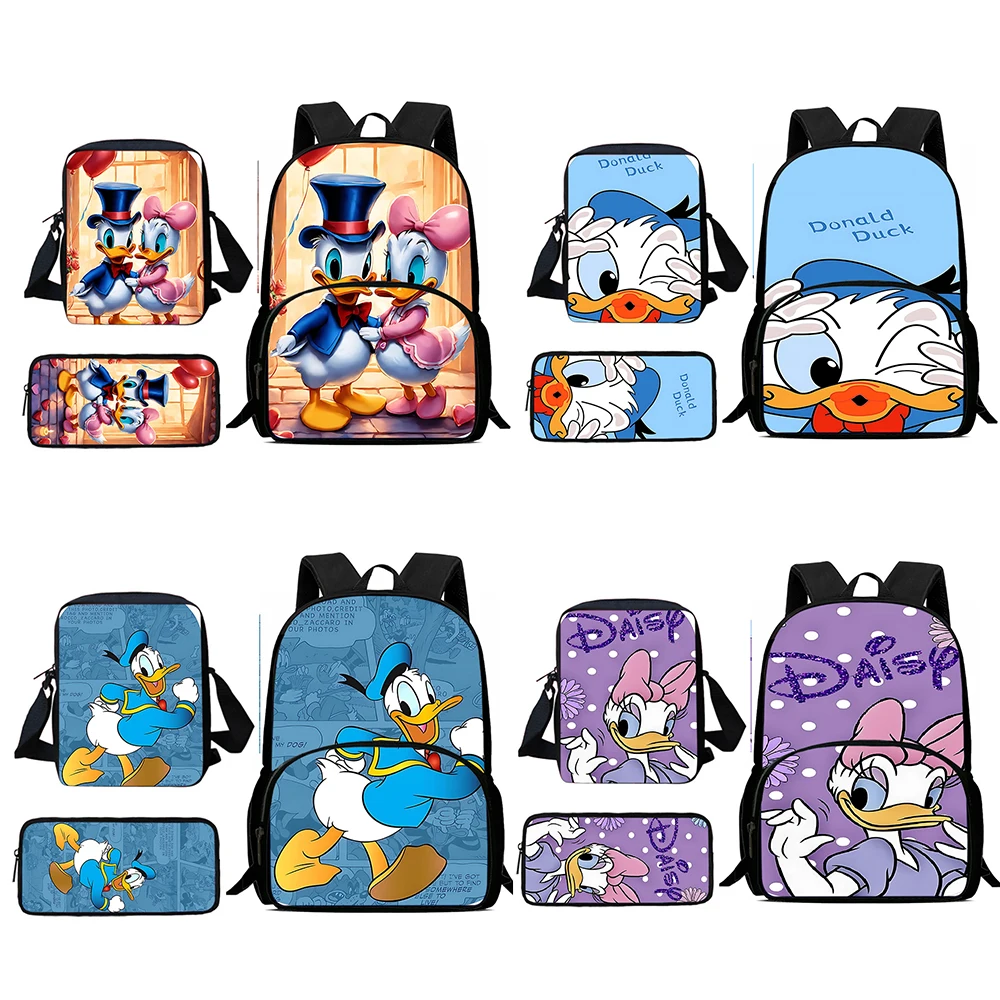 Child Disneys Mickey Donald Duck Backpacks Shoulder Bag Pencil Case Pupil Large Capacity School Bags for Boys Girls Best Gift